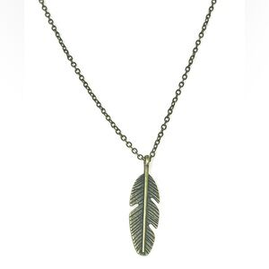 NEW Antique Bronze feather necklace